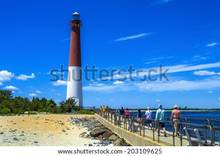 BARNEGAT, NEW JERSEY/USA  JUNE 7: People enjoy a visit to Barnegat Lighthouse State Park on June 7, 2014.