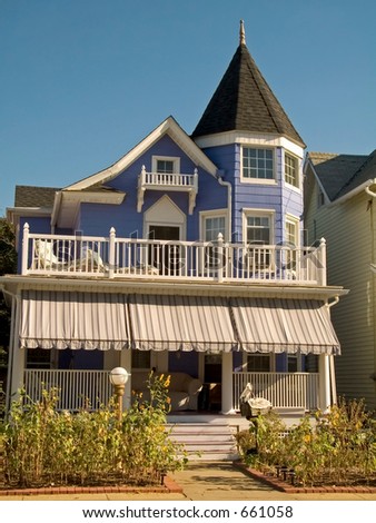 This is a shot of a purple victorian home located in a shore town in New Jersey.