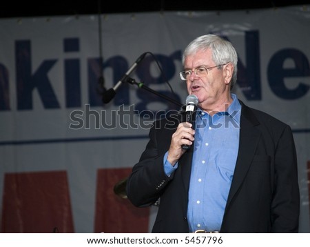 Former Speaker of the House Newt Gingrich and possible presidential candidate on stage at the Sean Hannity Freedom Concert on 9 11 07 at Great Adventure in New Jersey