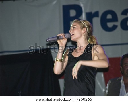 Country and pop singing star Leeann Rimes on stage during this years Summer tour at Great Adventure in New Jersey.