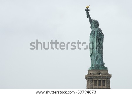 A  close-up view of the Statue of Liberty in New York Harbor.
