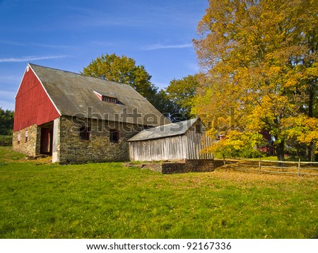 A rural Autumn farm scene in Bucks County, Pennsylvania.