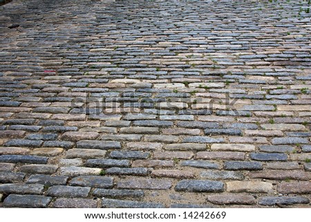 detail of cobblestone road in north square in the north end section of boston massachusetts