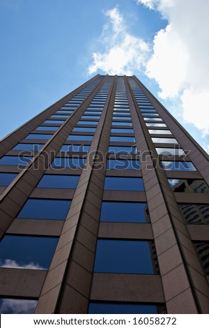 looking up at a very tall skyscraper in boston massachusetts