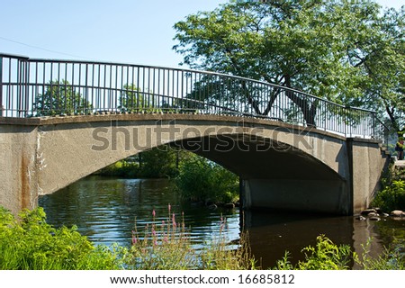 scenic walking bridge arches over the charles river in boston massachusetts on a clear summer day
