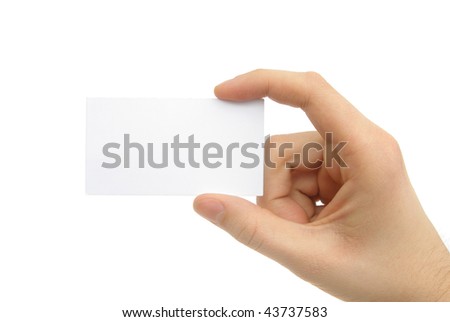 Hand holding blank business card with clipping path
