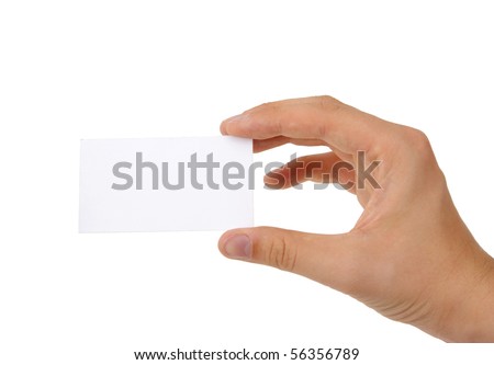 hand holding blank business card with clipping paths