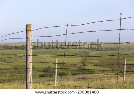 barbed wire fence, Maxwell Game Preserve, Kansas