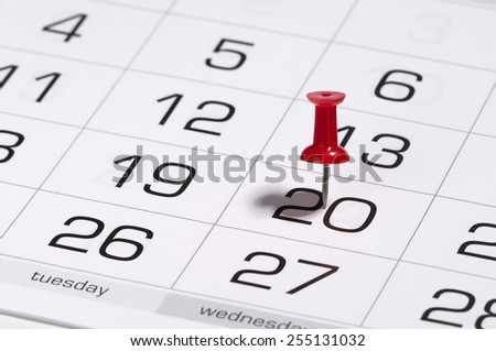 Calendar fragment perspective shot with partial blurred areas