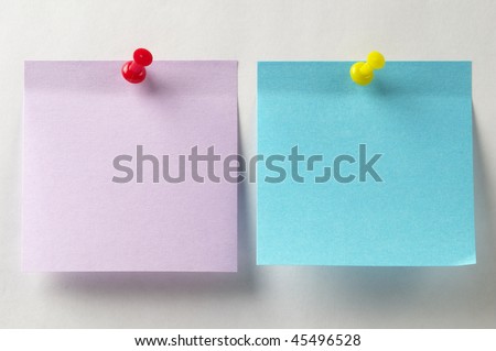 Color sticker notes isolated over white paper background