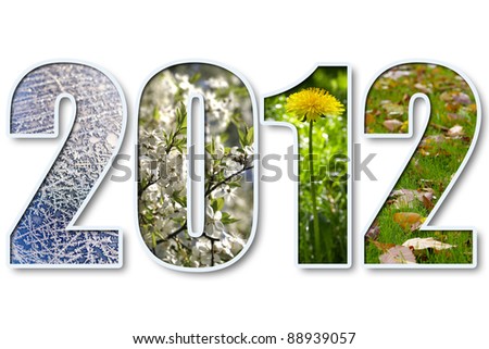 2012 digits title with seasons background over white