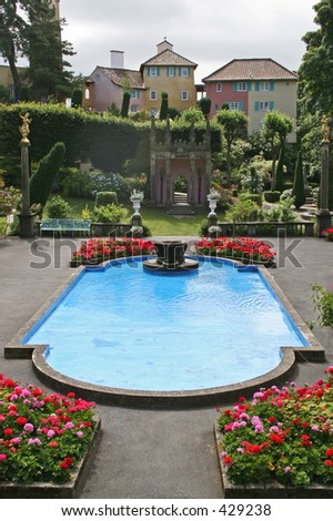 A very ornate garden pool