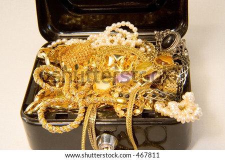 A treasure chest full of gold and jewels