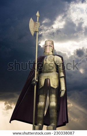 Knight in shining armour with a spear