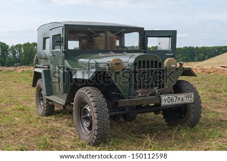 DUBOSEKOVO, RUSSIA - JULY 13: GAZ-64 offroad car is displayed during Field of Battle military history festival on July 13, 2013 in Dubosekovo, Russia