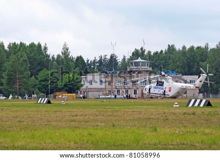TVER, RUSSIA - JULY 09: The terminal of Zmeevo airport in Tver where Tver Blue Skies aviation festival takes place on July 09, 2011 in Tver, Russia