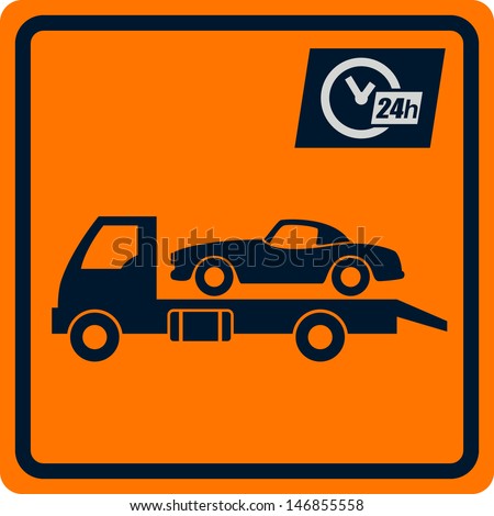 Vector sign with truck tows Sign can be used for design and decoration Vector sign with truck tows Sign can be used for design and decoration