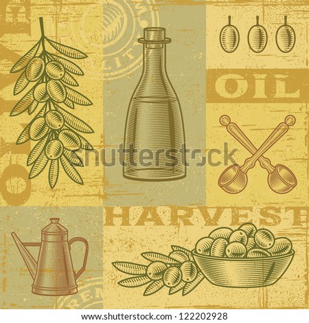 Vintage olive harvest background