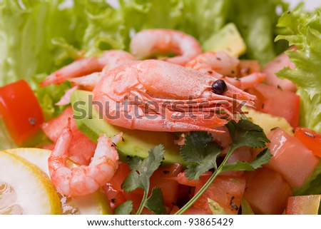Fresh salad with shrimps and avocado