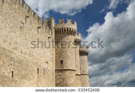 Palace of the Knights at Rhodes island, Greece Stock Photo by