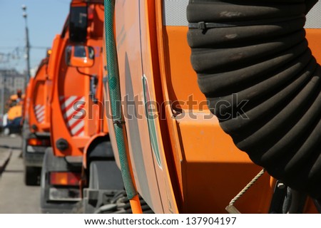 Close-up of a street cleaning truck