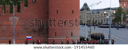 MOSCOW, RUSSIA- MAY 07, 2014: Rehearsal of military parade on Red Square Moscow, Russia. may