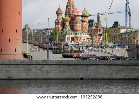 MOSCOW, RUSSIA- MAY 07, 2014: Rehearsal of military parade on Red Square Moscow, Russia. may, 07 2014