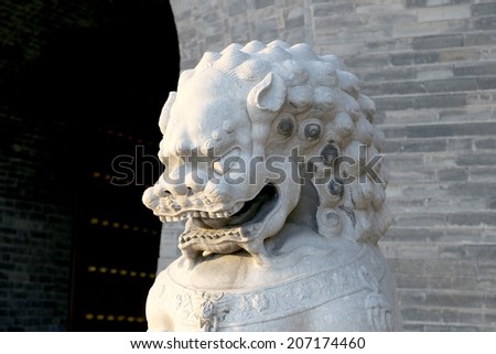 Guardian Lion Statue on the Tiananmen Square -- is a large city square in the center of Beijing, China
