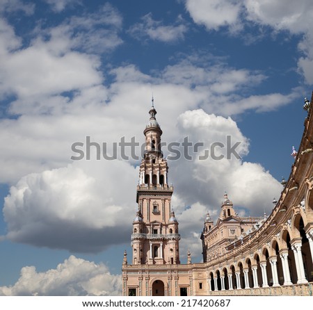 Famous Plaza de Espana (was the venue for the Latin American Exhibition of 1929 )  - Spanish Square in Seville, Andalusia, Spain. Old landmark