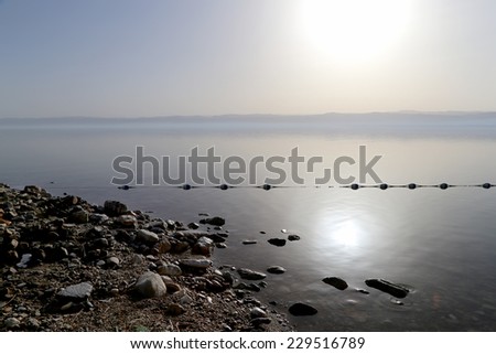 View over the dead sea -- from the Jordan coastline