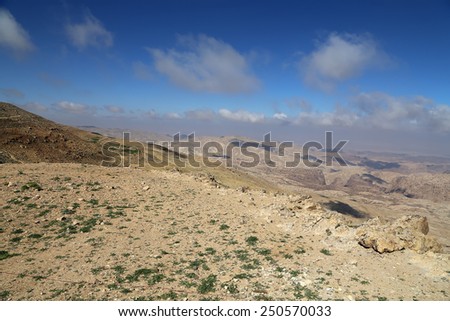 desert mountain landscape (aerial view), Jordan, Middle East