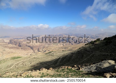 desert mountain landscape (aerial view), Jordan, Middle East