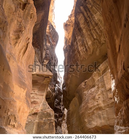 The 1.2km long path (Siq)  to the city of Petra, Jordan-- it is a symbol of Jordan, as well as Jordan\'s most-visited tourist attraction. Petra has been a UNESCO World Heritage Site since 1985