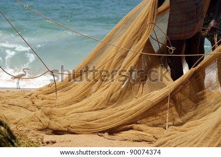 fishing net on the ocean. Kovalam, Kerala, South India