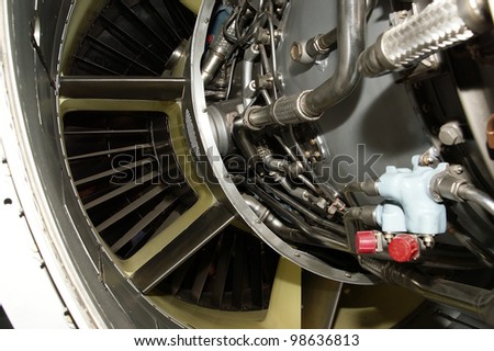 Large jet engine detail viewed from below (other views available).