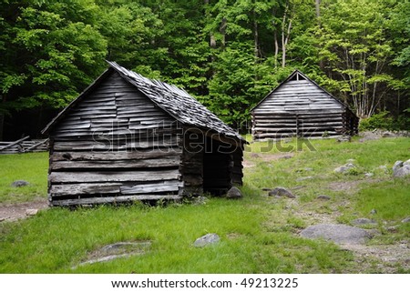 Historic rustic cabins in the Smokey Mountains, taken off of Roaring Fork Motor Nature Trail
