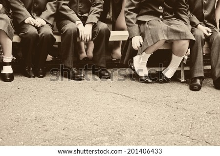 Little students on school meeting