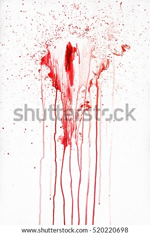 Streaks of red liquid on a white background. Blood spray