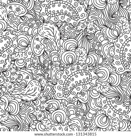 Vector seamless wave hand-drawn retro pattern. Vintage vector seamless pattern. Can be used for wallpaper, pattern fills, web page background, surface textures. Gorgeous seamless wave background - stock vector