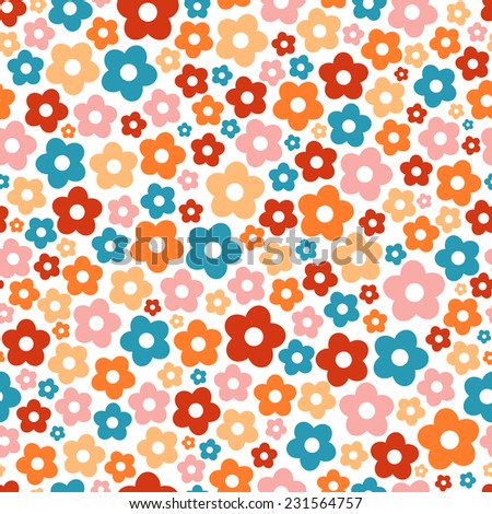 Seamless floral pattern with daisy flowers. Endless texture can be used for fabric, prints, wallpaper, pattern fills, web page background, textures.