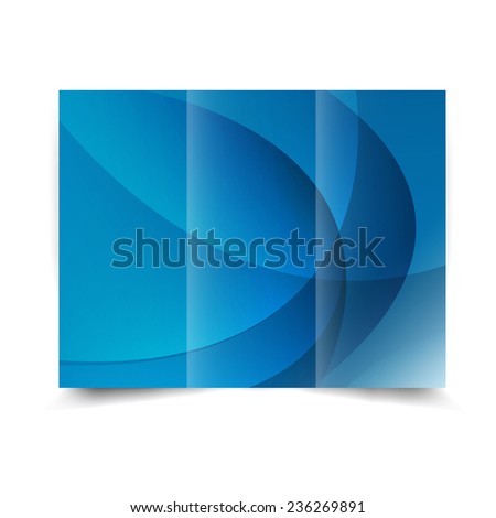 Blue lights tri-fold brochure design template with abstract background. Tri-Fold Mock up & back Brochure Design