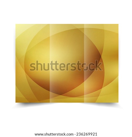 Gold tri-fold brochure design template with abstract background. Tri-Fold Mock up & back Brochure Design