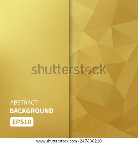 Banner design. Abstract template background with gold triangle shapes. Vector illustration EPS10