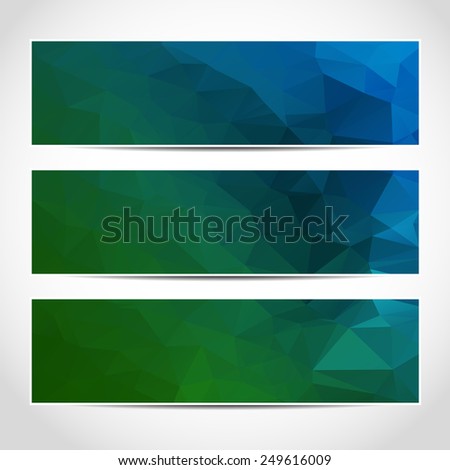 Set of trendy blue banners template or website headers with abstract geometric background. Design illustration