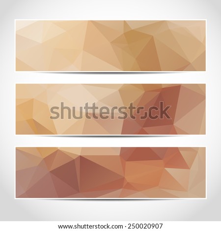 Set of trendy beige banners template or website headers with abstract geometric background. Design illustration