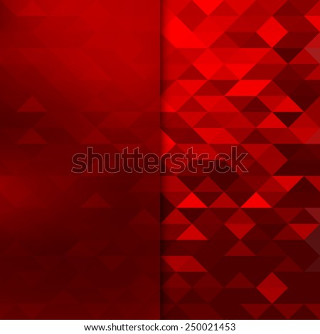Banner design. Abstract template background with red triangle shapes.