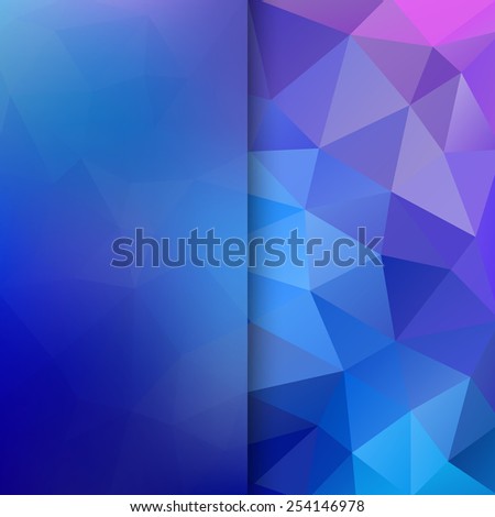 Banner design. Abstract template background with blue triangle shapes.