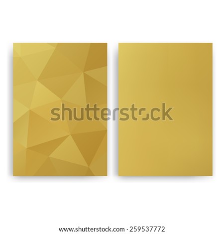 Flyer design templates. Set of gold A4 brochure design templates with geometric triangular modern backgrounds.