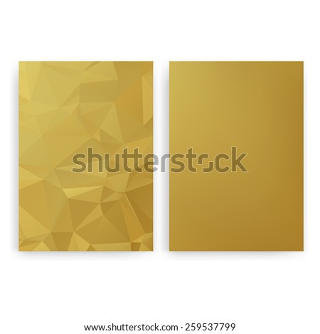 Flyer design templates. Set of gold A4 brochure design templates with geometric triangular modern backgrounds.