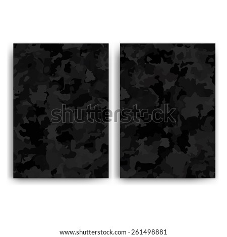 Flyer design templates. Set of black A4 brochure design templates with military backgrounds.